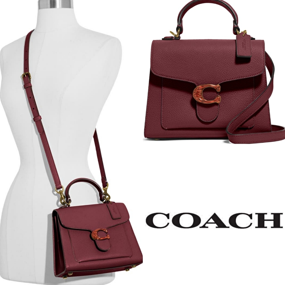 Sold-Tabby Pebbled Leather Flap Bag- Deep Red